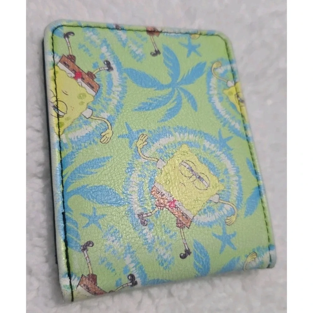 Bi-Fold Wallet SpongeBob Wavy Noodle Arm Pose Tropical Tie Dye Green/Blue/White